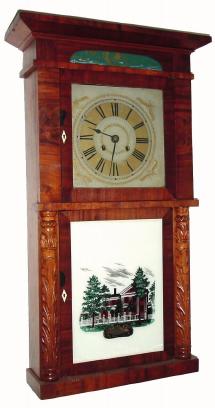 C.1835 Marshall and Adams, Seneca Falls, NY, 8-day time/strike empire, 2-deck shelf clock. — Antique Clocks Price Guide