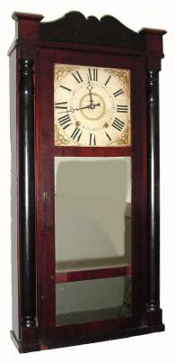 C.1835 Roman M. Butler, St. John, N.B., Canada, 8-day time/strike wood movement half column and splat shelf clock. — Antique Clocks Price Guide