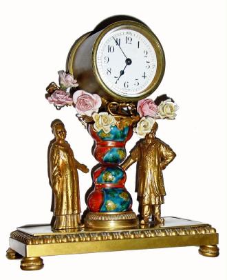 C.1900 French, table timepiece in Asian motif, small 8-day platform movement. — Antique Clocks Price Guide