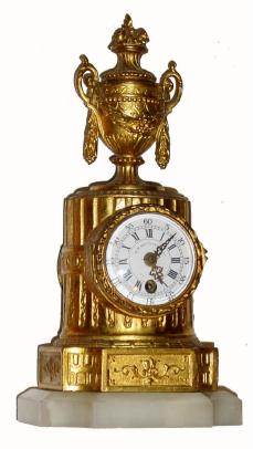C.1890, French, Gilt Spelter on marble monument clock, retailed by W.W. Wattles and Sons, Paris. — Antique Clocks Price Guide