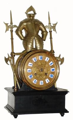 C.1900, Japy Freres and Cie, "Knight" figural mantel clock, 8-day time/strike. — Antique Clocks Price Guide
