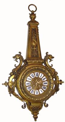 C.1890, French, Large Brass Wall Cartel clock with restorations. — Antique Clocks Price Guide