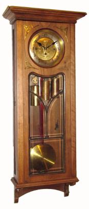 C.1910 German, 3-Wt Grand Sonnerie Art Noveau, mahogany wall regulator, rod strike. — Antique Clocks Price Guide