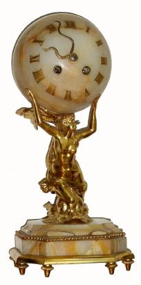 C.1890, French, Vincenti and Cie, figural mantel clock, "Lady and Porpoise Holding Globe". — Antique Clocks Price Guide