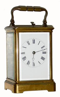 C.1900, Brass Cased Carriage Clock, time, strike and repeat, in a simple Corniche case. — Antique Clocks Price Guide