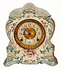 C.1901, Ansonia Clock Co., "Tuxedo", 8-day time/strike porcelain mantel clock. 