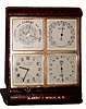 C.1930, Swiss, "Angelus", 8-day time/calendar/temperature/barometer desk or travel time and weather center. 