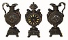 C.1886, Ansonia Clock Co., Etruscan, mantel timepiece and pitcher set. 
