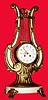 C.1890, French, Mougin, Lyre form mantel clock of marble and gilt white metal, large. Bell strike 8-day movement with the award mark of Mougin. 