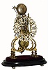 C.1900 English, single fusee skeleton timepiece with passing strike, classic Gothic frame, less dome. 