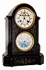 C.1890, Marti and Cie, 8-day time/strike black marble double dial calendar clock. 