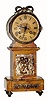 C.1900 French, Charles Hour for Grogan and Co., marble mantel clock, mini tall clock motif, 8-day time and bell strike. 