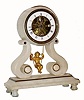 C.1900, French, swinging doll timepiece, 8-day, in a white alabaster case with brass trim. 