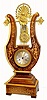 C.1880, French, LYRE FORM mantel clock, in rosewood with satinwood inlay. 