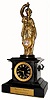 C.1880, French, "Mystery Clock", patinated gold over spelter statue, with portrait pendulum. 