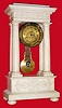 C.1850, French, 4-Column Empire style clock in a white alabaster portico case. 