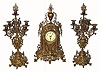 C.1900, French, 3-Piece Mantel Garniture set, clock and two 5 light candelabra. 