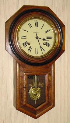 C.1910, Japan, TAKANO CLOCK CO, Nagoya, Mini Oak School Clock, with restorations. — Antique Clocks Price Guide