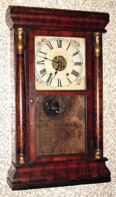 C.1868, Seth Thomas, Thomaston, Conn, 8-Day short case column clock, 2-wt. — Antique Clocks Price Guide
