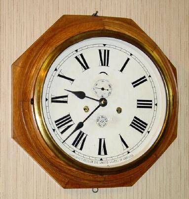 C.1913, New Haven Clock Co., WOOD LEVER, solid oak case with original painted 10 inch dial. — Antique Clocks Price Guide