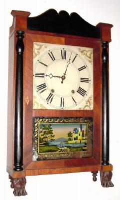 C.1832, Riley Whiting, 30-hour time/strike half column and splat wood movement shelf clock. — Antique Clocks Price Guide