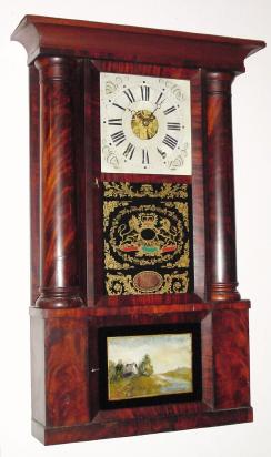 C.1845 Elisha Manross, 8-day time/strike false hollow column shelf clock. — Antique Clocks Price Guide