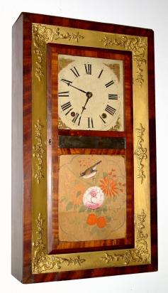 C.1838, Edward M. Barnes, Bristol, Conn, 30-hour time/strike wood movement bevel case shelf clock. — Antique Clocks Price Guide
