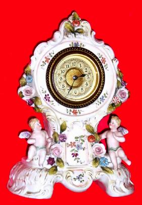 C.1890, German, 30-hour porcelain timepiece with dome and base. — Antique Clocks Price Guide