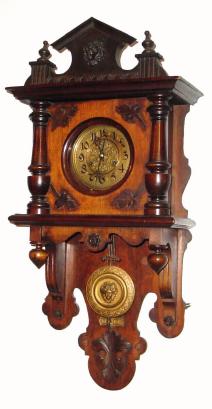 C.1900, German, F.M.S., Walnut cased Berlin style free swinger, with new top. — Antique Clocks Price Guide