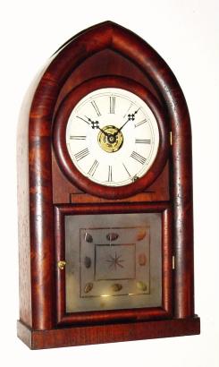 C.1870, Waterbury Clock Co, BEEHIVE mantel clock, 8-day time, strike and alarm in mahogany. — Antique Clocks Price Guide