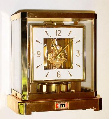 C.1960, Swiss, Le Coultre, ATMOS, serial No. 144009, perpetual running clock wound by atmospheric change, this one a presentation to C. B. Smythe, who served as president of CIMA for year 1936. — Antique Clocks Price Guide