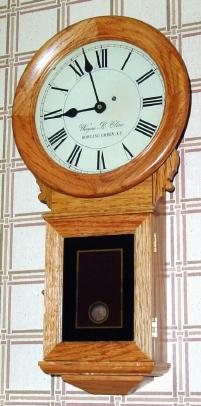 C.2001, Wayne R. Cline, Bowling Green, KY, mini No. 70 regulator, in oak, with 8-day lever movement. — Antique Clocks Price Guide