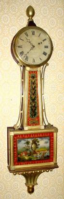 C.1835, Samuel Abbott, Montpelier, VT (orig signed dial) weight driven, 8-day presentation banjo, with grand piano movement. — Antique Clocks Price Guide