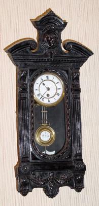 C.1870, German, Gustav Becker, Mini 8-day 'R-A', black composition case in Alt Deutsch design. — Antique Clocks Price Guide