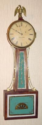 C.1830, Samuel Abbott, Boston, 1-wt, 8-day banjo timepiece, mahogany case, and with grand piano movement. — Antique Clocks Price Guide