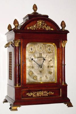 C.1890, English for Shreve, Crump and Low, Boston, 3-fusee, 8-bell, 5-gong, quarter chiming bracket clock in mahogany. — Antique Clocks Price Guide