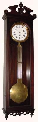 C.1880, F. Kroeber No. 21 Wall Regulator, 1-weight, 8-day time with pinwheel movement and center sweep seconds. — Antique Clocks Price Guide