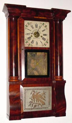 C.1845, Forestville Manufacturing Co., 8-day time/strike mahogany column and cornice shelf clock. — Antique Clocks Price Guide