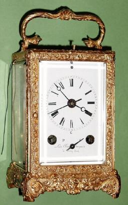 C.1850, French, Leon Cleme Bourgeois, a' Morez, Early Brass Cased carriage clock, grand sonnerie with repeat and alarm. — Antique Clocks Price Guide