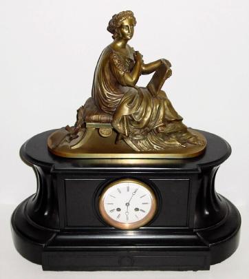 C.1890, French, Marble and Bronze Figural clock, the removable statue of CLOTHO, — Antique Clocks Price Guide