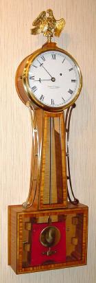 C.2002, Foster S. Campos, Pembroke, Mass, Banjo timepiece, one weight, in curly maple. — Antique Clocks Price Guide