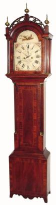C.1808, Martin Cheney, Windsor, Vermont, 8-day banded mahogany tall case, painted dial, with seconds hand. — Antique Clocks Price Guide