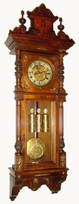 C.1880, Austrian, 3-Wt, Vienna Regulator, Grand Sonnerie wall clock, walnut case. — Antique Clocks Price Guide
