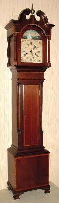 Mid 20th Century Walnut with inlays grandmother clock, with early 20th century small barrel shorter drop movement with rocking ship. — Antique Clocks Price Guide