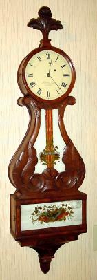 C.1825, Box Lyre, now with another dial from the same period, dial with an added signature of Sawin and Dyar, Boston. — Antique Clocks Price Guide