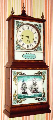 C.1980, Colonial Mfg, for Greenfield Village, Dearbron, MI, reproduction Aaron Willard shelf clock, serial No. 199 of 400, German mov't, Westminster chimes. — Antique Clocks Price Guide