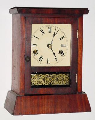 C.1875, Seth Thomas Clock Co., Cottage "K", 30-hour time and strike flat top, chisel bottom cottage clock. — Antique Clocks Price Guide