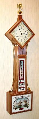 C.2004 (dated) Wayne Cline, Bowling Green, KY, reproduction Diamond Head banjo, weight driven 8-day. — Antique Clocks Price Guide
