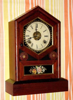 C.1875, Jerome and Co. (New Haven Clock Co.), 8-day time/strike/alarm shelf clock. — Antique Clocks Price Guide