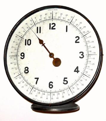 C.1930, One Hand Clock Co., Warren, PA, timepiece with largest 10.5" dial,, with 720 minute divisions around the circumference of the dial. — Antique Clocks Price Guide